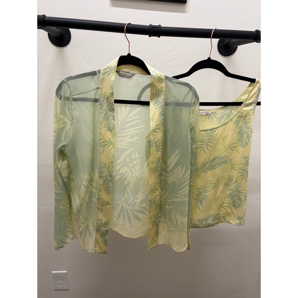 Tommy Bahama Womens Small Tropical Palm‎ Print Tank Top and Sheer Cardigan Set